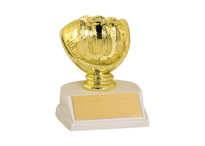 gold baseball mit trophy