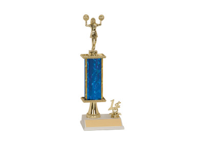single column 1st cheerleading trophy blue