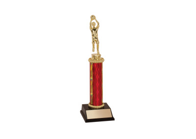 single pillar basketball trophy red
