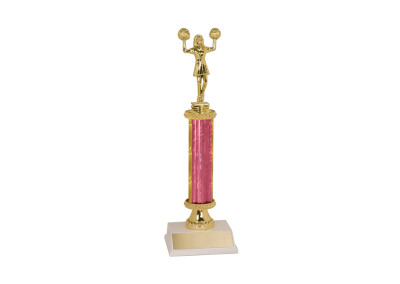 single column cheerleader trophy med pink
